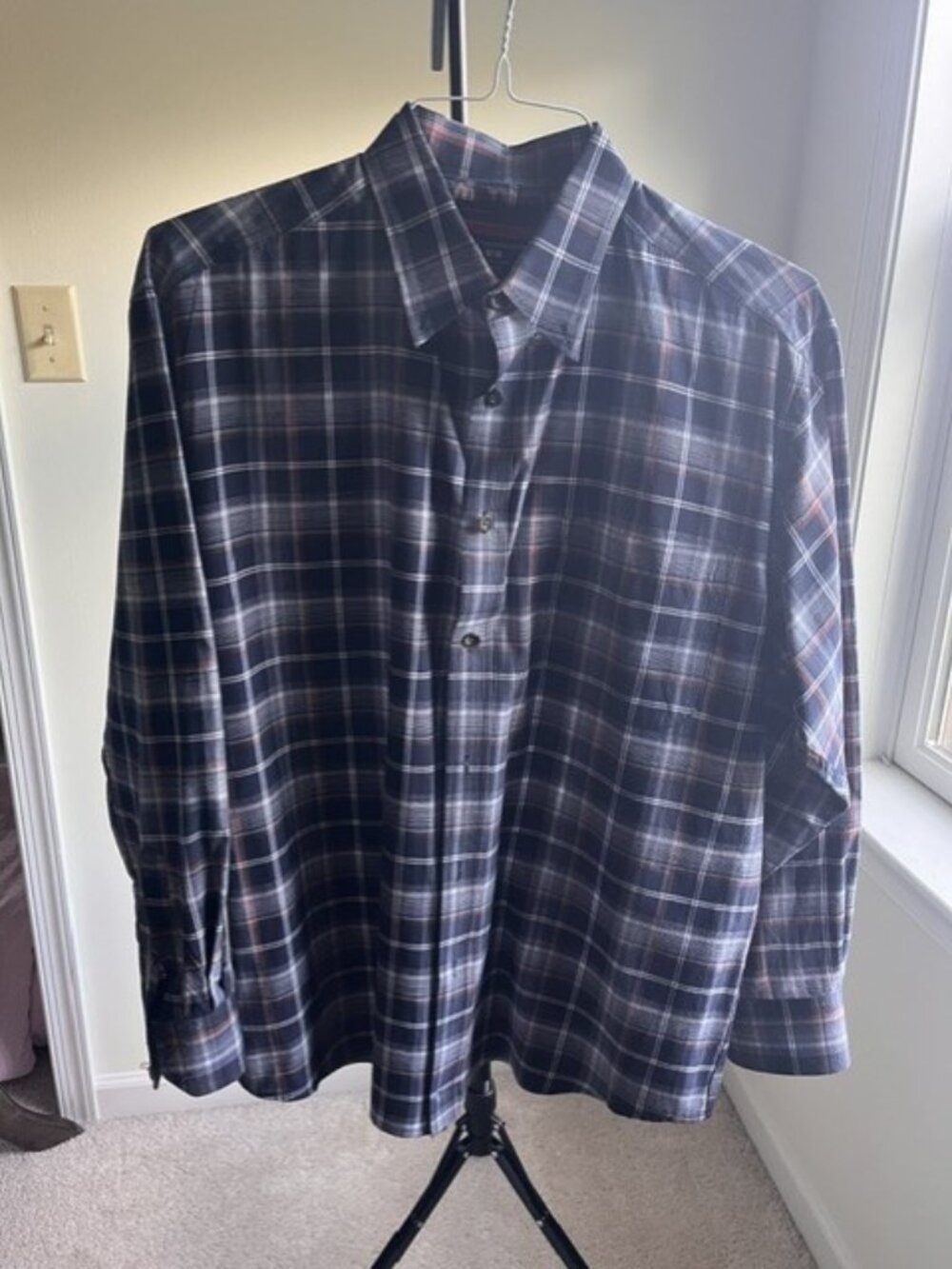 Architect Men's Plaid Button Down Shirt Size Medium Blue Red White Long Sleeve